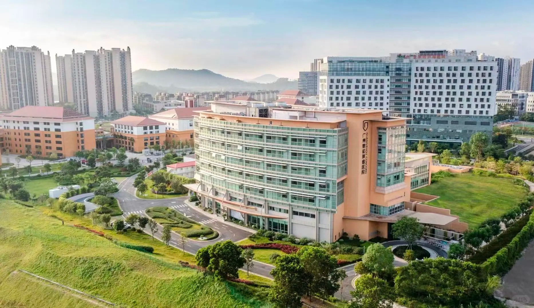 Aerial view of GCCC hospital building